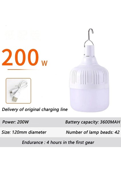 200W Taşınabilir Acil Durum Işıkları Kanca ile Açık USB Şarj Edilebilir Mobil LED Lamba Ampuller Balıkçılık Kamp Veranda Sundurma Bahçe Aydınlatma (Yurt Dışından)