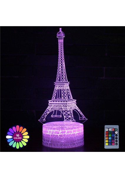 SS-1574 Tarzı SS-1574 Akrilik 3D Illusion Masa Lambası Dünya Bina Eyfel Kulesi Ev Odası Dekor Için 7 Renk Değişen LED Gece Işıkları Tatil Hediye (Yurt Dışından)