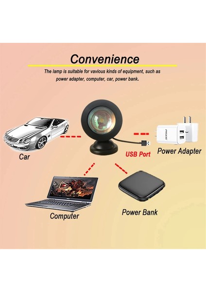 C Mini USB Gün Batımı Lambası Renkli Projektör LED Gece Lambası Ev Yatak Odası Atmosfer Masaüstü Masa Arka Plan Duvar Dekorasyon Aydınlatma (Yurt Dışından) fırsatları