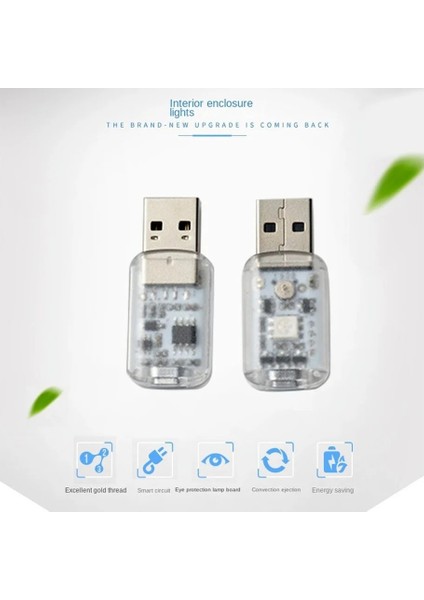 1 Adet Tarzı Mini 7-In-1 Araba USB Atmosfer Işığı Dokunmatik Müzik Kontrol Cihazı Mini LED Dekoratif Işık Araba Ortam Işığı Renkli Gece Lambası Arabada (Yurt Dışından)