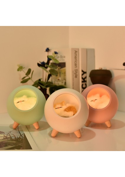 Kahverengi Yaratıcı LED Gece Lambası Sevimli Kedi Bluetooth Hoparlör Müzik Gece Lambası Şarj Edilebilir Dokunmatik Algılama Yatak Odası Başucu Besleme Lambası (Yurt Dışından)