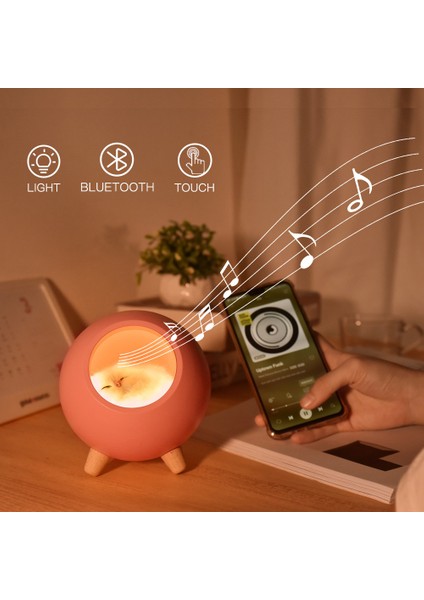 Kahverengi Yaratıcı LED Gece Lambası Sevimli Kedi Bluetooth Hoparlör Müzik Gece Lambası Şarj Edilebilir Dokunmatik Algılama Yatak Odası Başucu Besleme Lambası (Yurt Dışından)