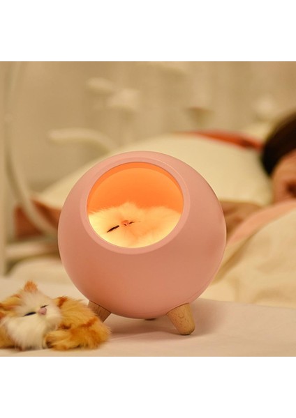 Kahverengi Yaratıcı LED Gece Lambası Sevimli Kedi Bluetooth Hoparlör Müzik Gece Lambası Şarj Edilebilir Dokunmatik Algılama Yatak Odası Başucu Besleme Lambası (Yurt Dışından)