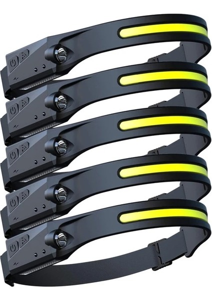 5 Adet Sensör Far Cob LED Kafa Lambası El Feneri USB Şarj Edilebilir Kafa Feneri Ipx4 Dahili Pil ile Su Geçirmez Kafa Işık (Yurt Dışından)