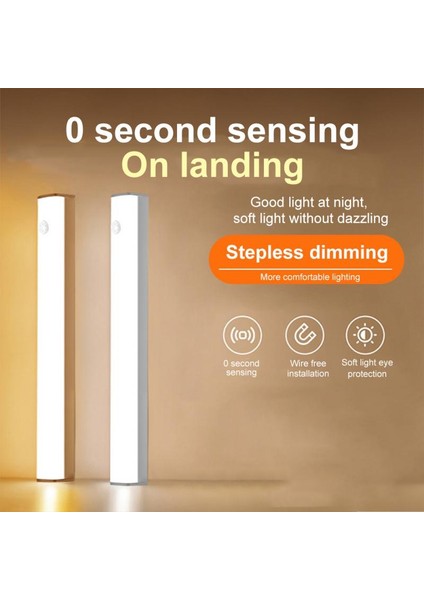Yeşil cm Hareket Sensörlü Işık Kablosuz LED Gece Lambası Dolap Işığı USB Dolap Dolap Işığı Duvar Dekoratif Lamba (Yurt Dışından)