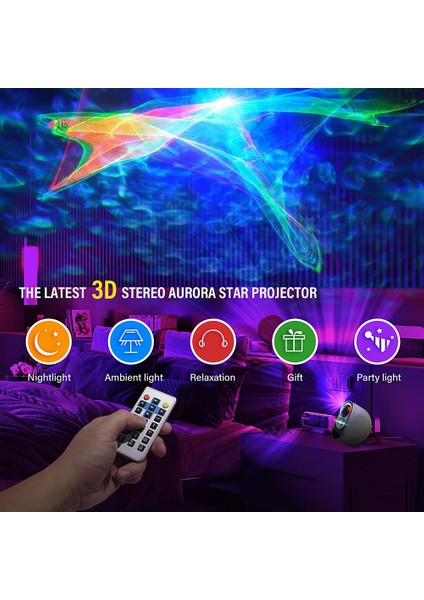 Beyaz Kuzey Işığı Aurora Projektörler Galaxy Bluetooth Yıldız Projektör Yıldızlı Gökyüzü Ay Lambası Dekorasyon Yatak Odası Ev Odası Armatürler (Yurt Dışından)