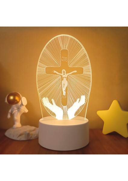 H Isa'nın Çarmıha Gerilmesi Yaratıcı Nightlights Yenilik Illusion Gece Lambası 3D Illusion Lamba Ev Dekoratif Işıklar (Yurt Dışından)