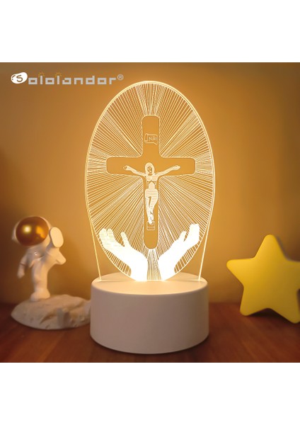 H Isa'nın Çarmıha Gerilmesi Yaratıcı Nightlights Yenilik Illusion Gece Lambası 3D Illusion Lamba Ev Dekoratif Işıklar (Yurt Dışından) fiyatları