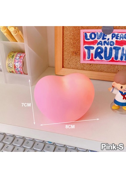 Pembe-S Yaratıcı Aşk Kalp LED 3D Lamba Düğün Romantik Kırmızı Pembe Gece Lambası Süs Doğum Günü Noel Ev Ortam Işık Dekorasyonu (Yurt Dışından)