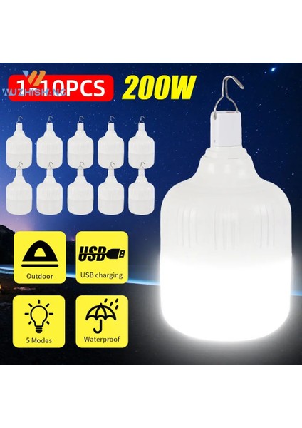 2 Adet 1-W Taşınabilir Fener Ampul Kamp Işık USB Şarj Edilebilir LED Ampul 5 Modu Yüksek Güç Çadır Işığı Açık Acil Durum Ampul (Yurt Dışından) modelleri