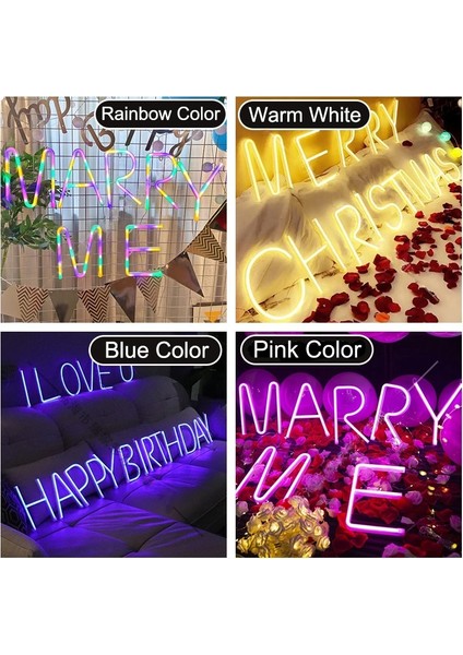 Xiyu Shop P Tarzı No.5 Boyutu Romantik Mektup Neon Işık LED Alfabe Kalp Numarası Dekoratif Lamba Bar Reklam Logosu Parti Yatak Odası Aralık Gece Lambası (Yurt Dışından)