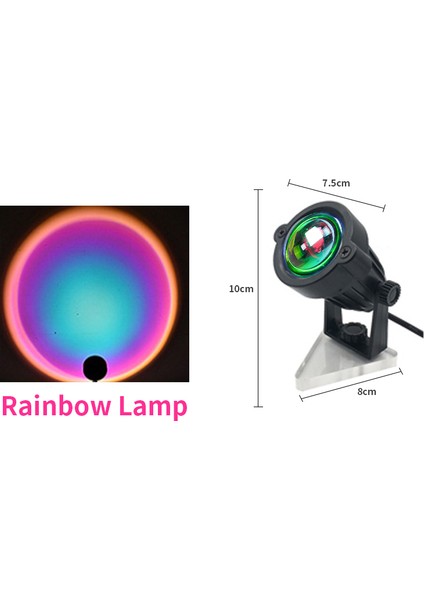 Gökkuşağı Günbatımı Projektör Atmosfer LED Gece Işıkları Yatak Odası Kahve Dükkanı Bar Dekor Işık Çocuk Yatak Odası Sevimli Gece Gün Batımı Projeksiyon Lambası (Yurt Dışından)