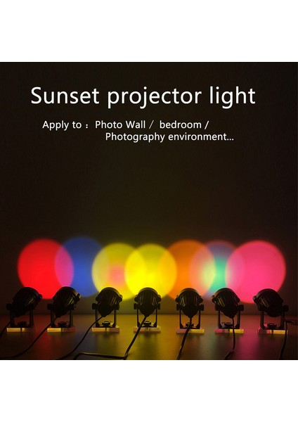 Gökkuşağı Günbatımı Projektör Atmosfer LED Gece Işıkları Yatak Odası Kahve Dükkanı Bar Dekor Işık Çocuk Yatak Odası Sevimli Gece Gün Batımı Projeksiyon Lambası (Yurt Dışından) modelleri