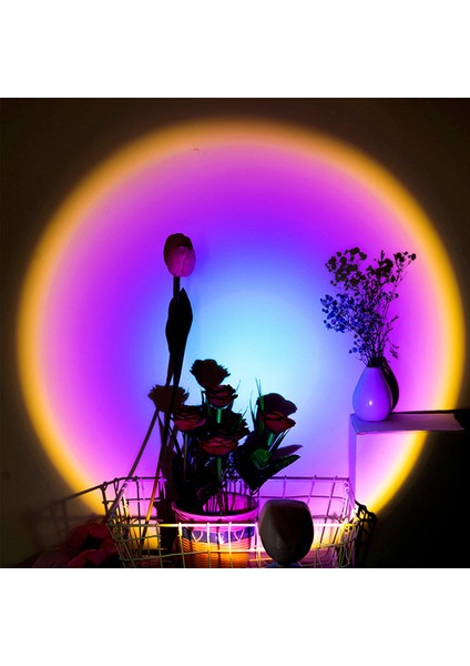 Gökkuşağı Günbatımı Projektör Atmosfer LED Gece Işıkları Yatak Odası Kahve Dükkanı Bar Dekor Işık Çocuk Yatak Odası Sevimli Gece Gün Batımı Projeksiyon Lambası (Yurt Dışından) fırsatları