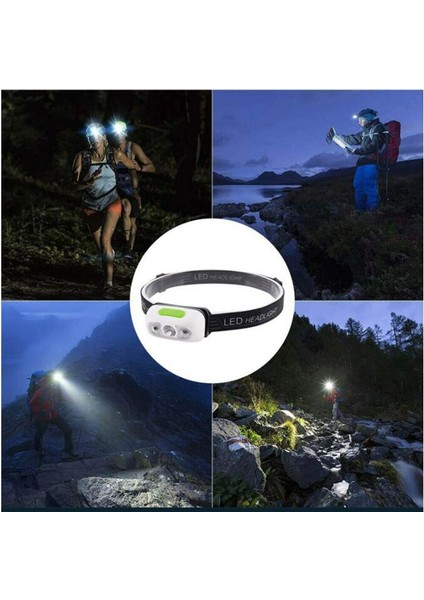 Siyah Taşınabilir Mini LED Far Hareket Sensörü Şarj Edilebilir Kamp El Feneri Başkanı Işık Güçlü Torch Kafa Lambası Dahili Pil (Yurt Dışından) fırsatları