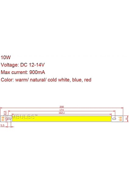 Kırmızı 12V LED Işık Cob Şerit Dc 10W 1000LM 20CM LED Bar Işıkları Araba Aydınlatma Masası Dekorasyon Lambası Kırmızı Mavi Beyaz (Yurt Dışından) modelleri