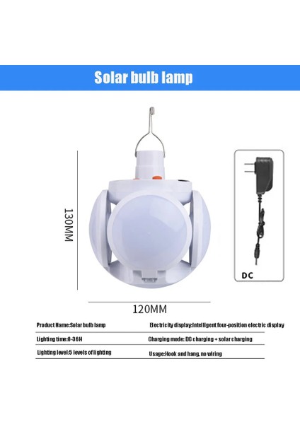 3W Taşınabilir Kamp Çadır Işık Yüksek Güç Fener Spot Güneş Şarj Edilebilir Ampul Dış Aydınlatma Lambaları Kamp Doğa Yürüyüşü Için (Yurt Dışından)