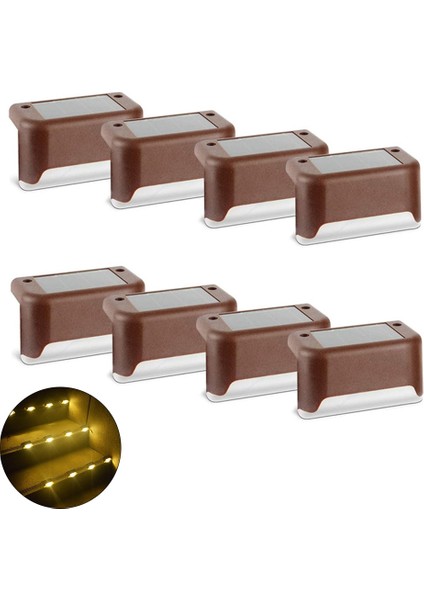 12PCS Tarzı Kahverengi Güneş Enerjili LED Işık Açık Bahçe Işıkları Su Geçirmez Dış Mekan Güneş Işıkları Merdiven Işık Bahçe Dekor Çit Güneş Lambası (Yurt Dışından)