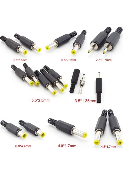 5,5 mm x 2,1 mm Stili 10 Parça x Dc Erkek Jak Güç Fişi Konnektör Adaptörü 3.ale Jak Soket Adaptörü Ses Cctv (Yurt Dışından)