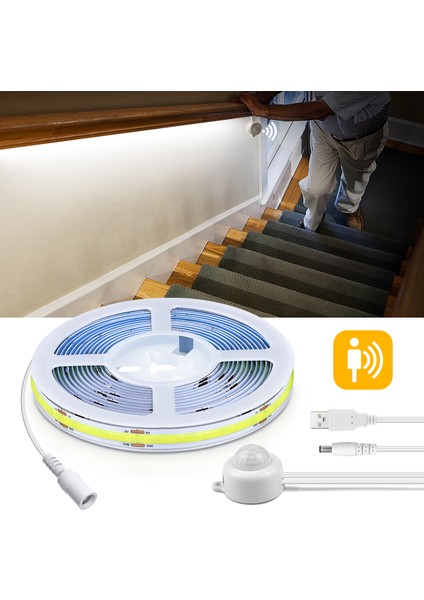 Beyaz Stil Beyaz Kablosuz Pır Hareket Sensörü USB LED Gece Lambası 5 V Cob LED Şerit Yatak Odası Ev Mutfak Dolap Güverte 4000 K 6500 K (Yurt Dışından) fiyatları