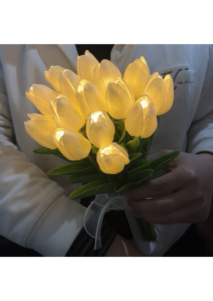 Beyaz Yapay Lale Işıkları LED Masa Lambası Düğün Sevgililer Ev Partisi Oturma Odası Yatak Odası Dekorasyon Hediye Için (Yurt Dışından) modelleri