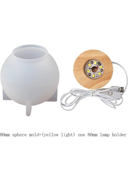 B Dıy Silikon Epoksi Reere Kalıp Kristal Top Küçük Ayna Gece Lambası Kalıp Yuvarlak Gece Lambası El Yapımı USB Plug-In Tutucu (Yurt Dışından)