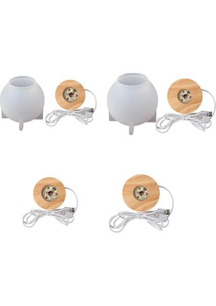 B Dıy Silikon Epoksi Reere Kalıp Kristal Top Küçük Ayna Gece Lambası Kalıp Yuvarlak Gece Lambası El Yapımı USB Plug-In Tutucu (Yurt Dışından)