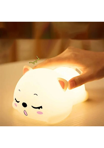 Ördek USB Şarj Edilebilir Gece Lambası Kedi Ördek Silikon Gece Işıkları Dokunmatik Sensör Yatak Odası Başucu Lambası Uzaktan Kumanda ile Çocuklar Için Bebek Hediye (Yurt Dışından)