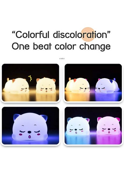 Ördek USB Şarj Edilebilir Gece Lambası Kedi Ördek Silikon Gece Işıkları Dokunmatik Sensör Yatak Odası Başucu Lambası Uzaktan Kumanda ile Çocuklar Için Bebek Hediye (Yurt Dışından)