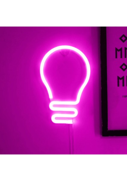 Pembe Ampul Şekli LED Neon Işık Renkli Gökkuşağı Neon Burcu Duvar Asılı Gece Lambası Parti Tatil Düğün Festivali Dekorasyon (Yurt Dışından)