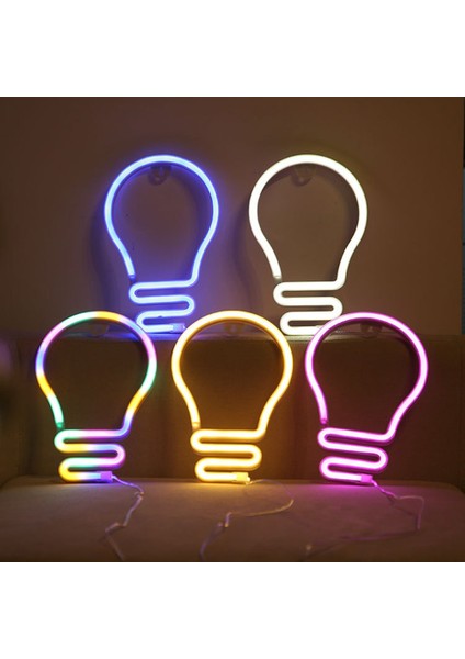 Pembe Ampul Şekli LED Neon Işık Renkli Gökkuşağı Neon Burcu Duvar Asılı Gece Lambası Parti Tatil Düğün Festivali Dekorasyon (Yurt Dışından) fırsatları