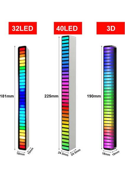 Turuncu Rgb Ses Kontrol Işıkları LED Pikap Işıkları Akıllı App Kontrolü Müzik Ritim Atmosfer Işığı Oyun Masaüstü Dekor Işık (Yurt Dışından) modelleri