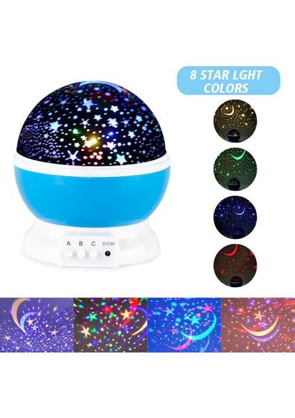 Mavi Galaxy Projektör Yıldızlı Gökyüzü Dönen LED Gece Lambası Planetarium Çocuk Yatak Odası Yıldız Gece Işıkları Ay Işığı Çocuklar Hediye Lamba (Yurt Dışından)