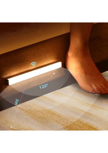 Mavi 20CMCM Pır Hareket Sensörü Kablosuz LED Gece Lambası USB Şarj Edilebilir Dolap Mutfak Dolabı Koridor Merdiven Gece Lambası (Yurt Dışından)