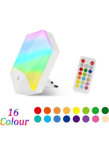 2 Paket Rgb Gece Lambası 16 Renk LED Uzaktan Kumanda Kısılabilir Gece Işıkları Euusuk Fiş, Bebek Çocuk Odası Yatak Odası Duvar Lambası (Yurt Dışından)