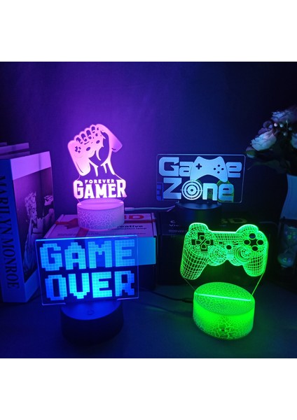 A16 Tarzı A14 3D Gece Lambası Oyun Ofis Konferans Odası Masası Kurulum Aydınlatma Dekor Gamepad Simgesi LED Işık Atmosfer Masa Başucu Gece Lambaları Çocuklar Hediye (Yurt Dışından) modelleri