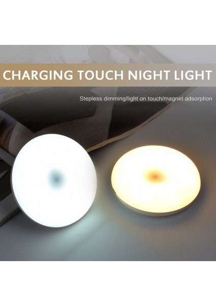 Beyaz Dokunmatik Mini Gece Lambası LED Acil Durum Lambası USB Şarj Edilebilir Akıllı Insan Vücudu Indüksiyon Gece Lambası Kısılabilir Kablosuz Dolap (Yurt Dışından)