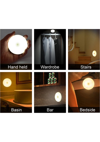 Beyaz Dokunmatik Mini Gece Lambası LED Acil Durum Lambası USB Şarj Edilebilir Akıllı Insan Vücudu Indüksiyon Gece Lambası Kısılabilir Kablosuz Dolap (Yurt Dışından)
