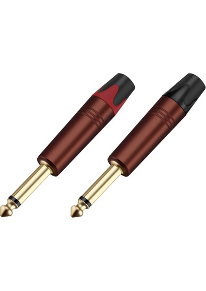 Kırmızı Stil 2 Adet Ts Trs Fiş Jakı Fiş Ses Konektörü Monostereo Düz Erkek Amplifikatör Mikrofon (Yurt Dışından)