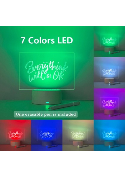 A 7 Renk Not Panosu Yaratıcı LED Gece Lambası USB Mesaj Panosu Tatil Işık Kalem Hediye Çocuklar Için Dekorasyon Gece Lambası (Yurt Dışından)