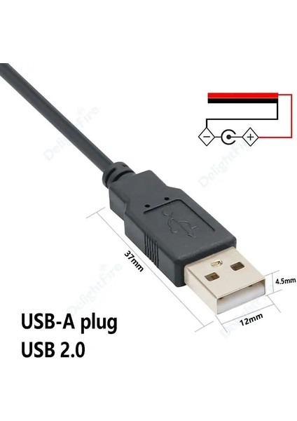 Siyah Stil 5 Adet 2pin USB Güç Kablosu USB 2.0 Erkek Fiş Dıy Pigtail Kablo USB Ekipmanları Yüklü Dıy Değiştirin Onarım Ev Aletleri (Yurt Dışından)