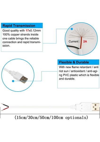 Siyah Stil 5 Adet 2pin USB Güç Kablosu USB 2.0 Erkek Fiş Dıy Pigtail Kablo USB Ekipmanları Yüklü Dıy Değiştirin Onarım Ev Aletleri (Yurt Dışından) modelleri