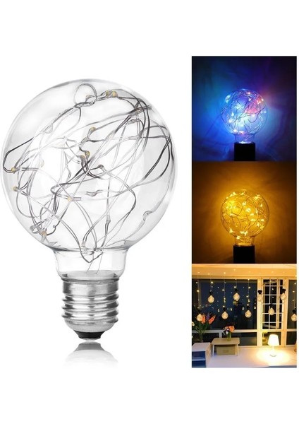 Xiyu Shop G80 Tarzı Sarı E27 LED Edison Dize Ampul A60 A80 G80 G95 Renkli Rgb Aydınlatma Bakır Tel Ampul Ev Dekor Tatil Düğün Gece Lambası (Yurt Dışından)