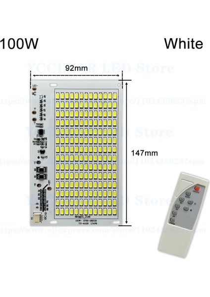100W LED Işık Kurulu Beyaz 20W 40W 60W 100W 200W Smd Olar Işık Kaynağı Paneli Açık Bahçe Lambası Uzaktan Kumanda Projektör (Yurt Dışından)