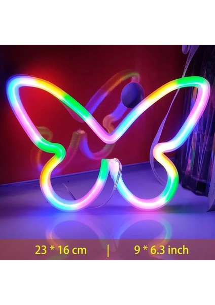 Hd2-4c LED Kelebek Şekli Neon Burcu Duvar Ev Yatak Odası Parti Dekorasyon Neon Lamba Çocuklar Doğum Günü Kızlar Tatil Hediyesi Neon Gece Lambası (Yurt Dışından)
