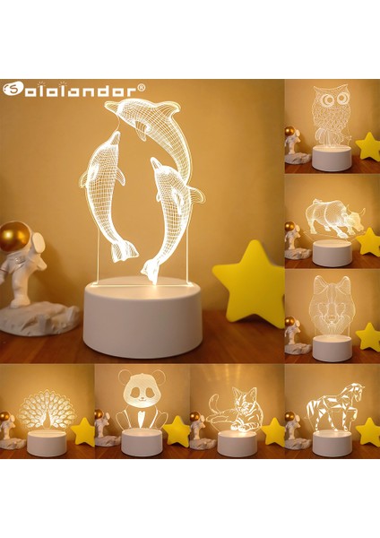 No.9 Boyutu 3D Akrilik USB LED Gece Lambası Hayvan Grafik Serisi Gece Lambası Çocuk Çocuk Yatak Odası Uyku Işığı Ev Dekor Için Hediye Masa Lambası (Yurt Dışından) fırsatları