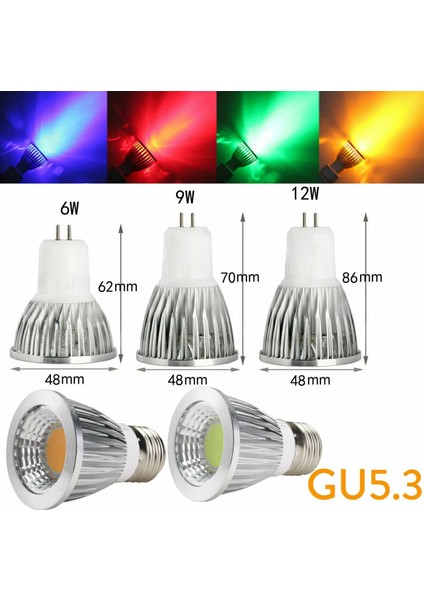 9W Tarzı Gu5.3 E12 E14 E27 B22 GU10 Gu5.3 LED Spot Ampul Kısılabilir Cob 6W 9W 12W Enerji Tasarruflu Ultra Parlak Lamba Ev Partisi Ac 110V 220V (Yurt Dışından)