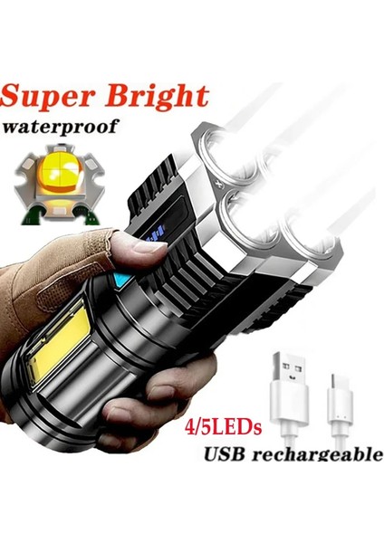 5led-Altın Cob Taktik Taşınabilir El Feneri Spor Kafaları Meşaleler LED Işık Lambası USB Şarj Edilebilir Güç Ekranı ve Yan Projektörler (Yurt Dışından) fiyatları