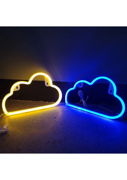 Mavi Karikatür Bulut Şekilli Burcu LED Neon Masa Lambaları USB Pil Kumandalı Ev Partisi Çocuk Odası Sanat Dekoratif Duvar Asılı Gece Lambası (Yurt Dışından)