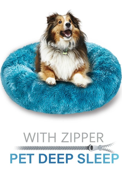 Peri Pembe Tarzı S-50CM Süper Pet Kral Köpek Yatağı Zip Kanepe Çıkarılabilir Köpek Uyku Yatağı Yıkanabilir Donut Sakinleştirici Uzun Peluş Köpek Yatakları Xxl Ayrılabilir Köpek Evi (Yurt Dışından) modelleri